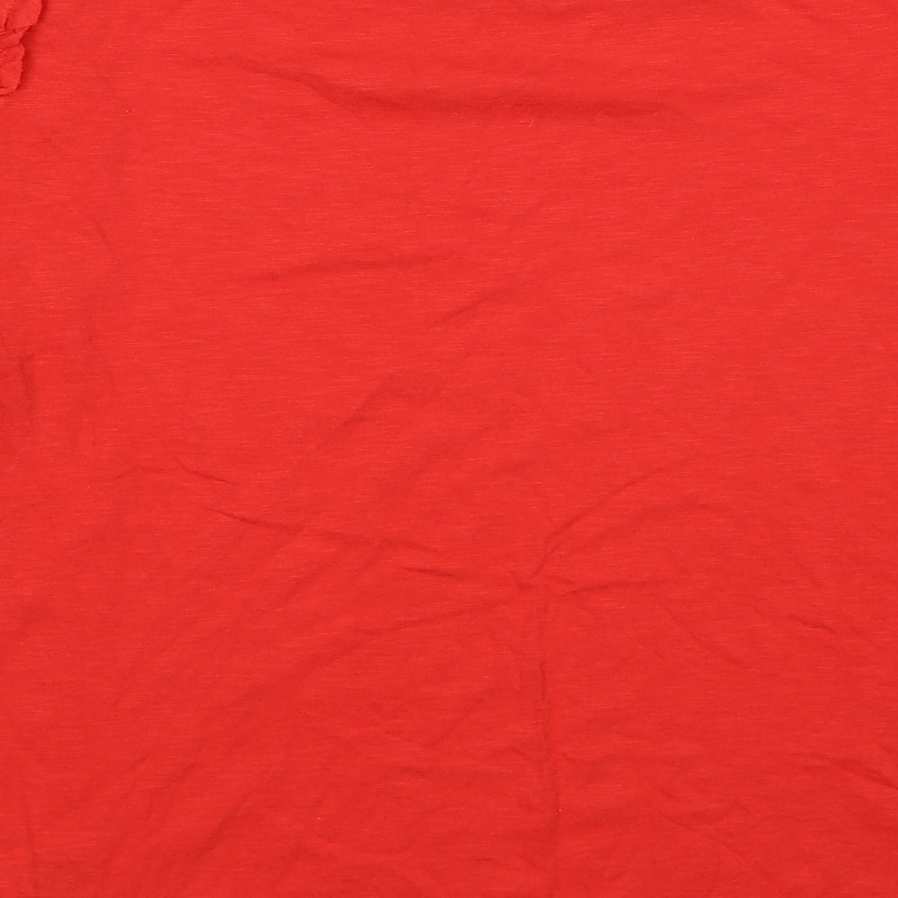 George Womens Red Cotton Basic T-Shirt Size 18 Boat Neck - Pom Pom Sleeve Trim
