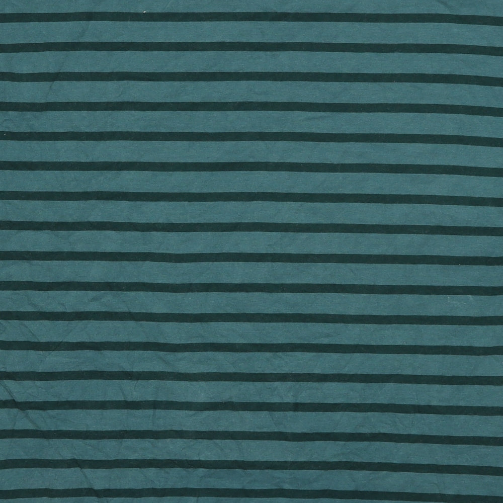 Mountain Warehouse Womens Green Striped Cotton Basic T-Shirt Size 8 Scoop Neck