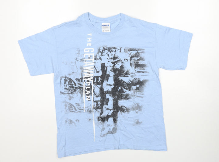 Gildan Boys Blue Cotton Basic T-Shirt Size M Round Neck Pullover - The Getaway Plan