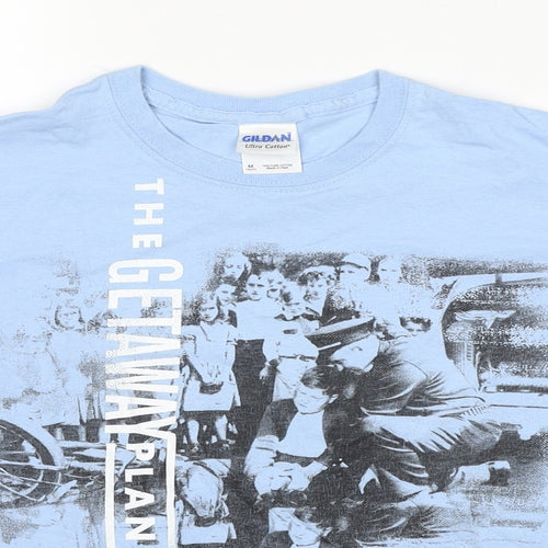 Gildan Boys Blue Cotton Basic T-Shirt Size M Round Neck Pullover - The Getaway Plan