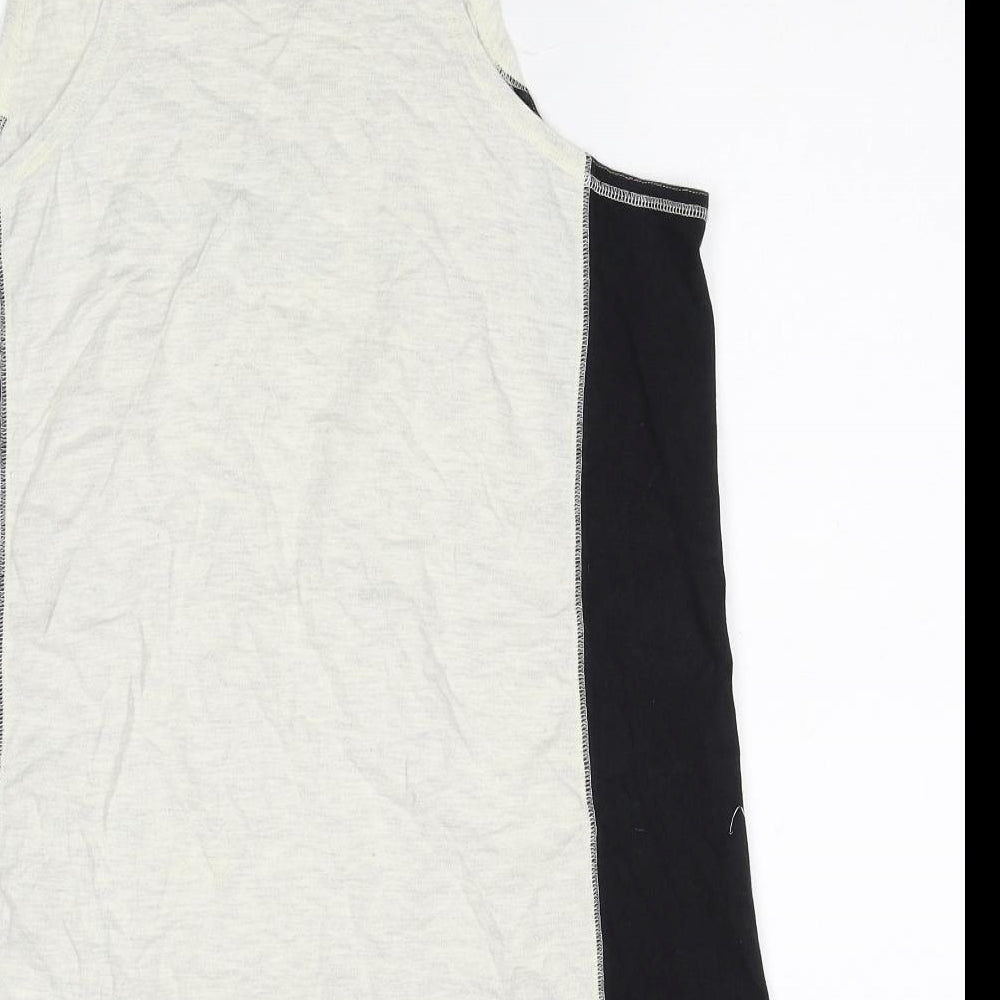 adidas Mens Beige Cotton T-Shirt Size L Round Neck - Scoop Neck Tank