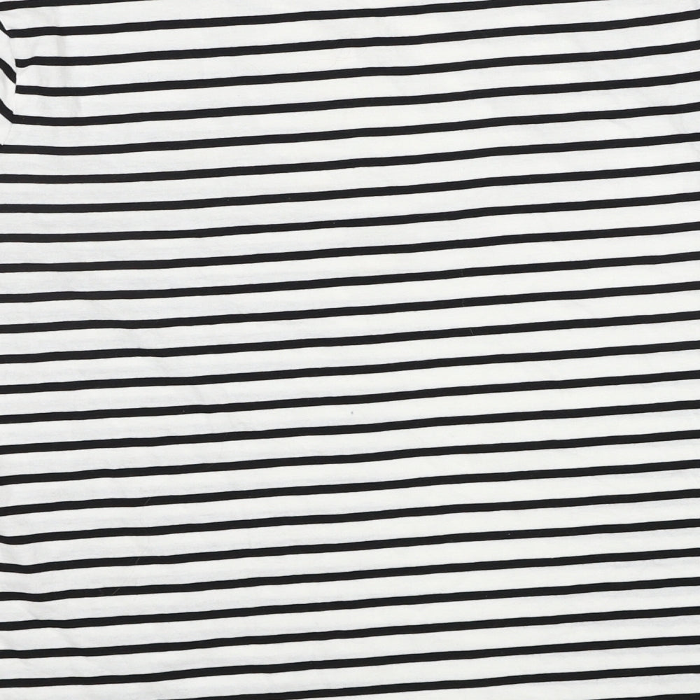Boden Womens White Striped Cotton Basic T-Shirt Size 12 Round Neck