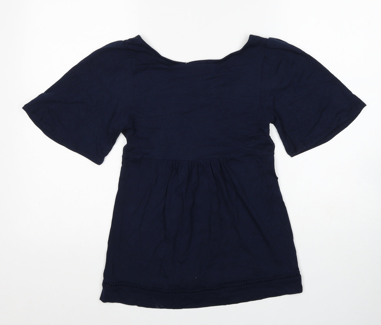 Mango Womens Blue Modal Basic Blouse Size M V-Neck