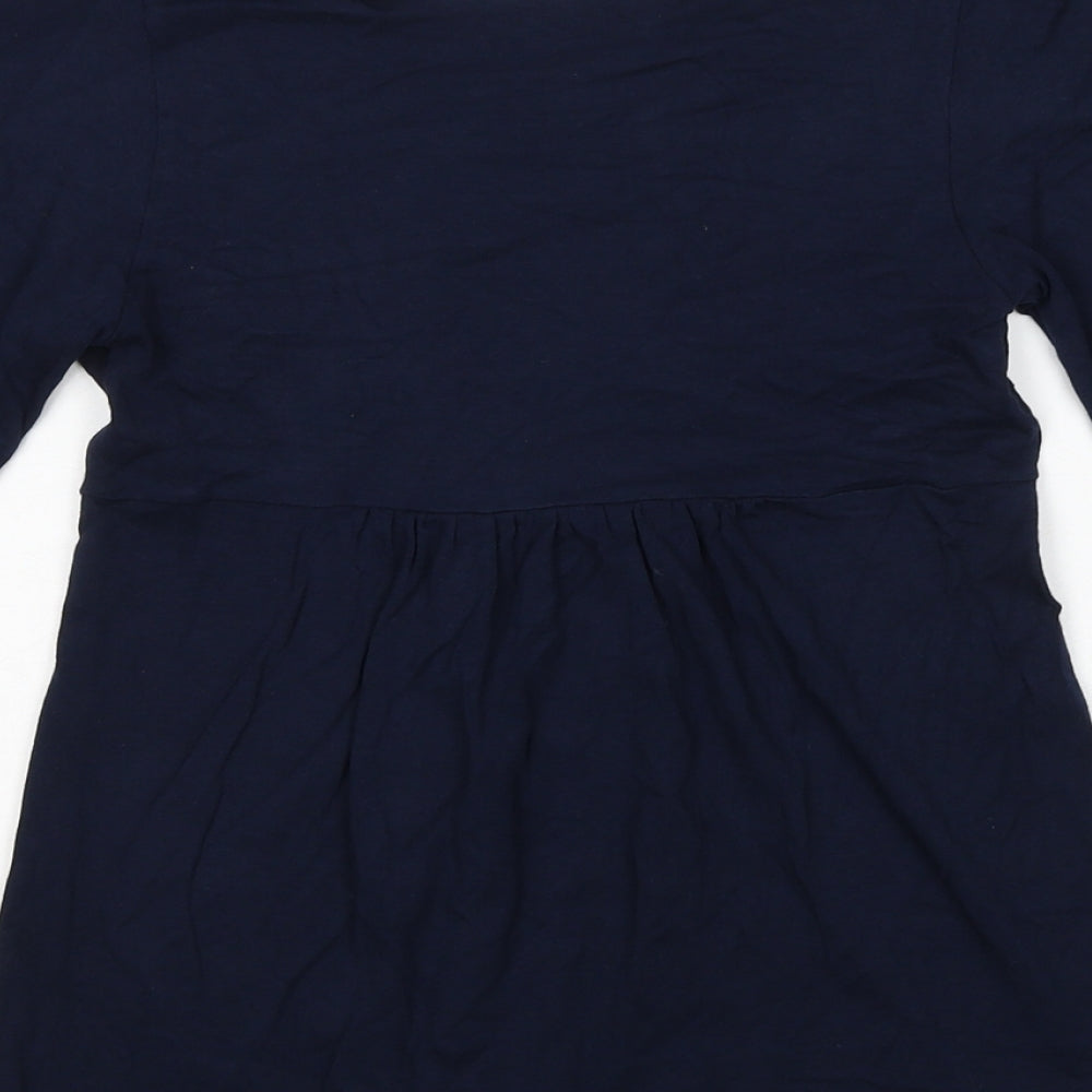 Mango Womens Blue Modal Basic Blouse Size M V-Neck