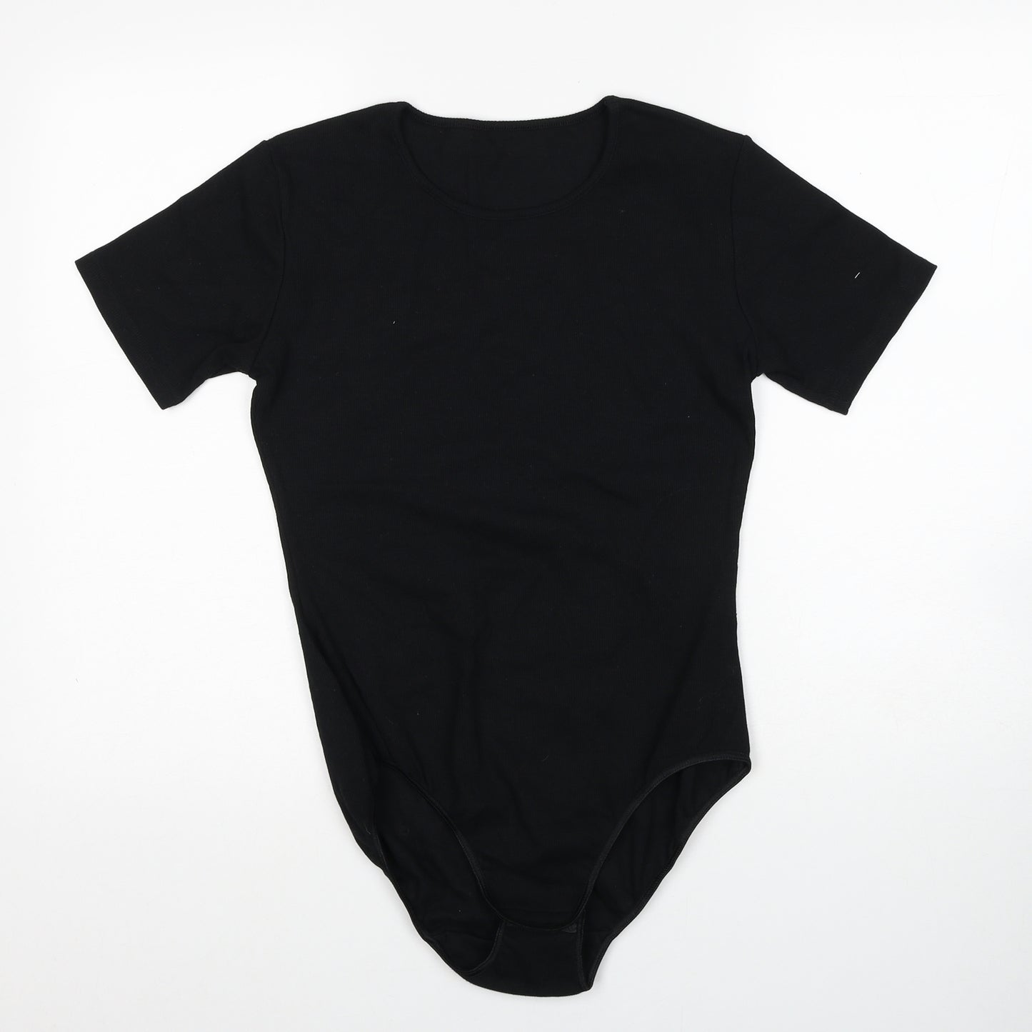 BHS Womens Black Cotton Bodysuit One-Piece Size 16 Snap