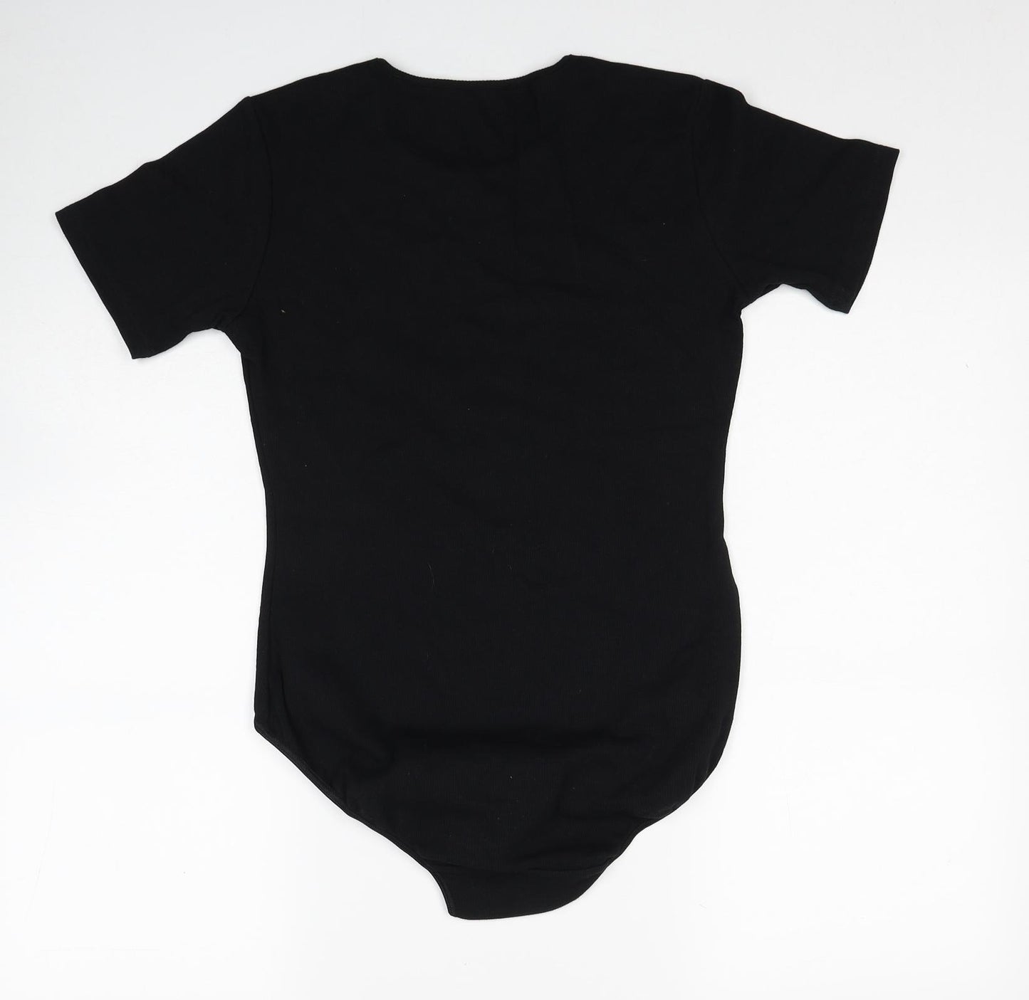 BHS Womens Black Cotton Bodysuit One-Piece Size 16 Snap