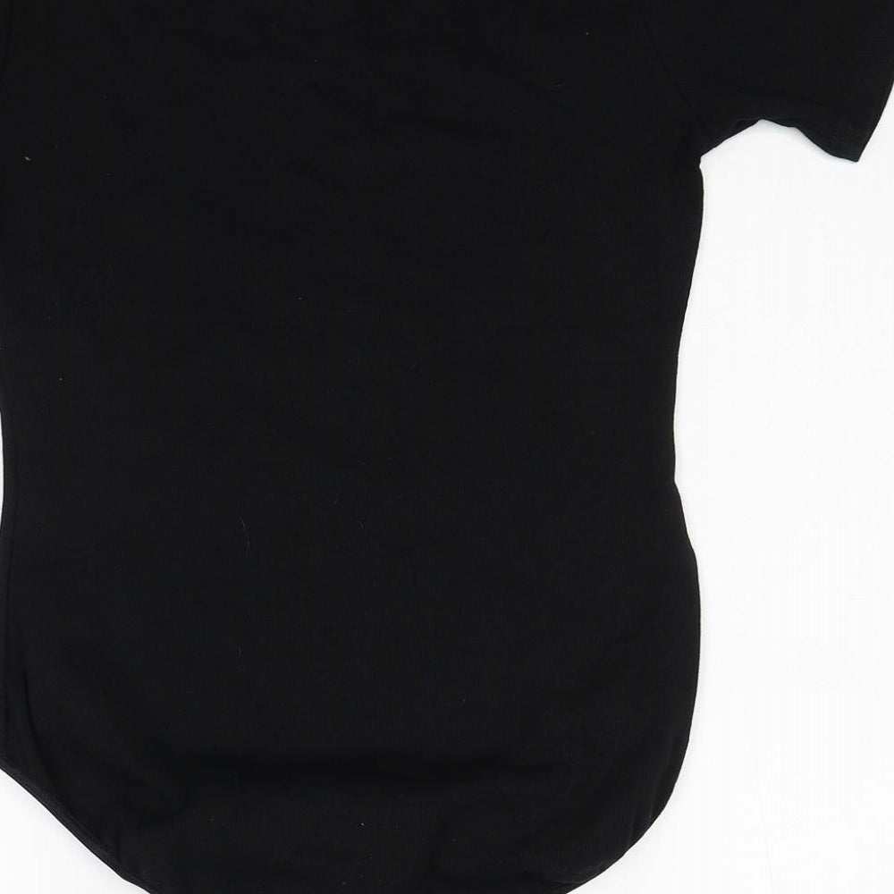 BHS Womens Black Cotton Bodysuit One-Piece Size 16 Snap