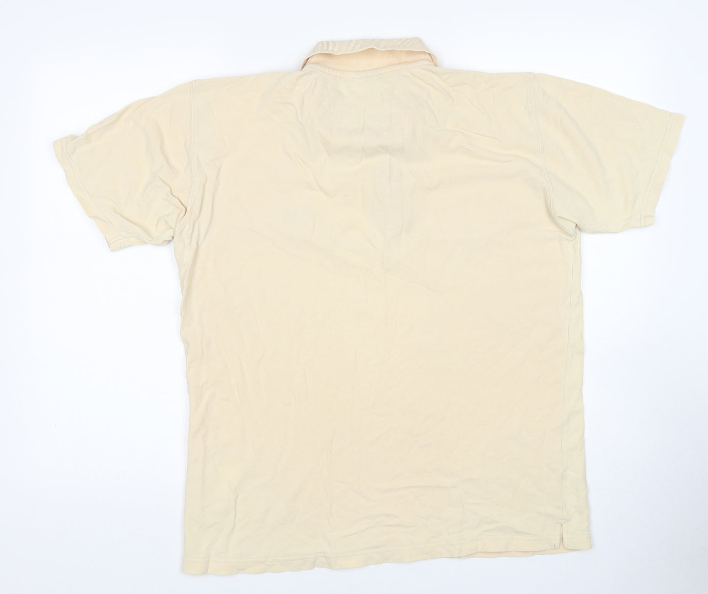 Cotton Traders Mens Beige Cotton Polo Size M Collared Button
