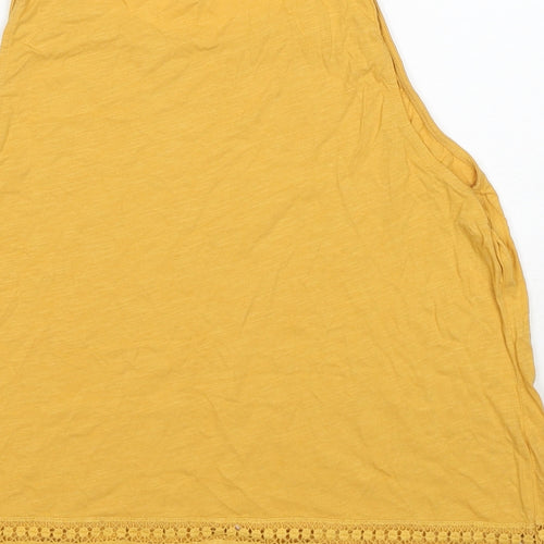 New Look Womens Yellow Cotton Basic Tank Size 18 Round Neck - Lace Detail