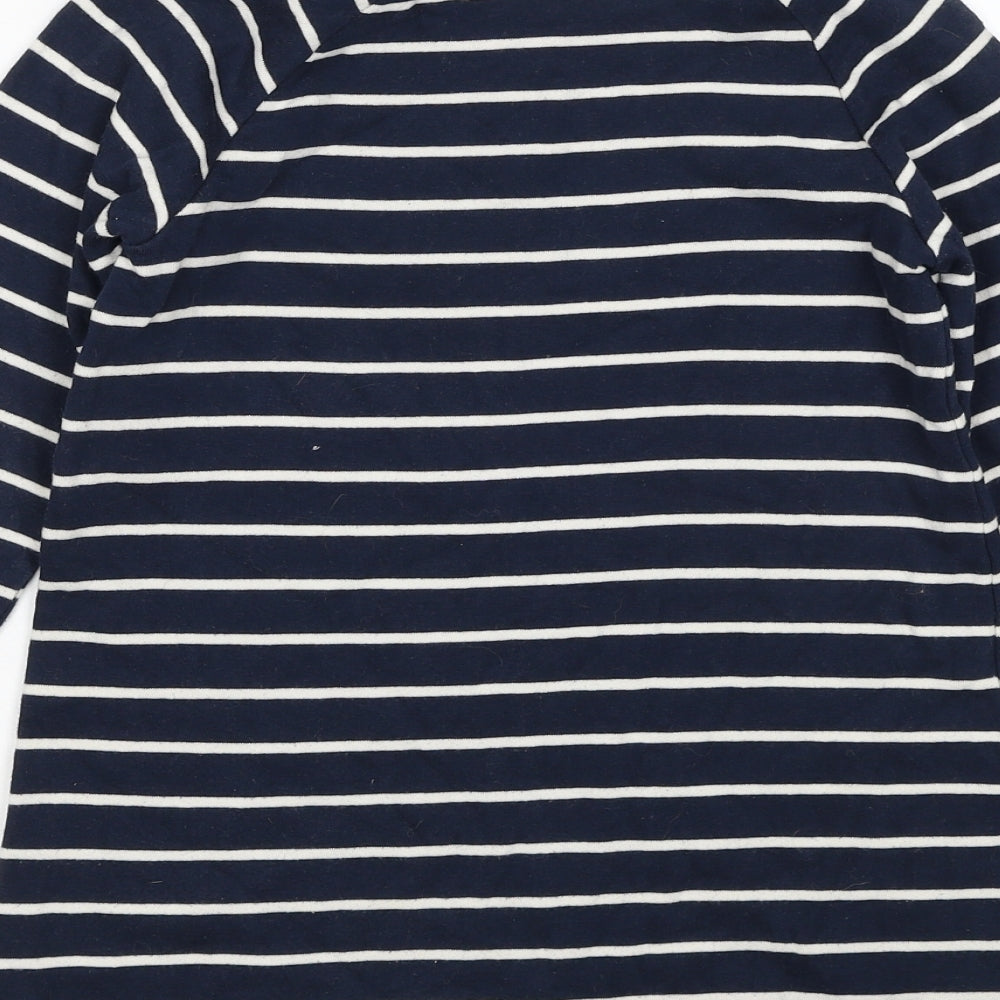 La Redoute Girls Blue Striped Cotton A-Line Size 8 Years Round Neck Pullover