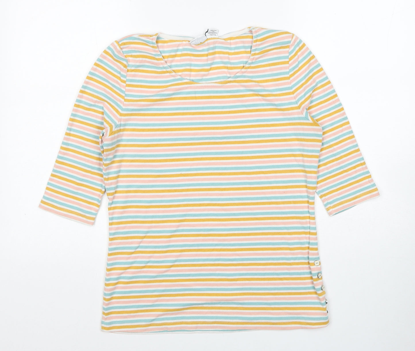 Tabitha Webb Womens Multicoloured Striped Cotton Basic T-Shirt Size XL Round Neck