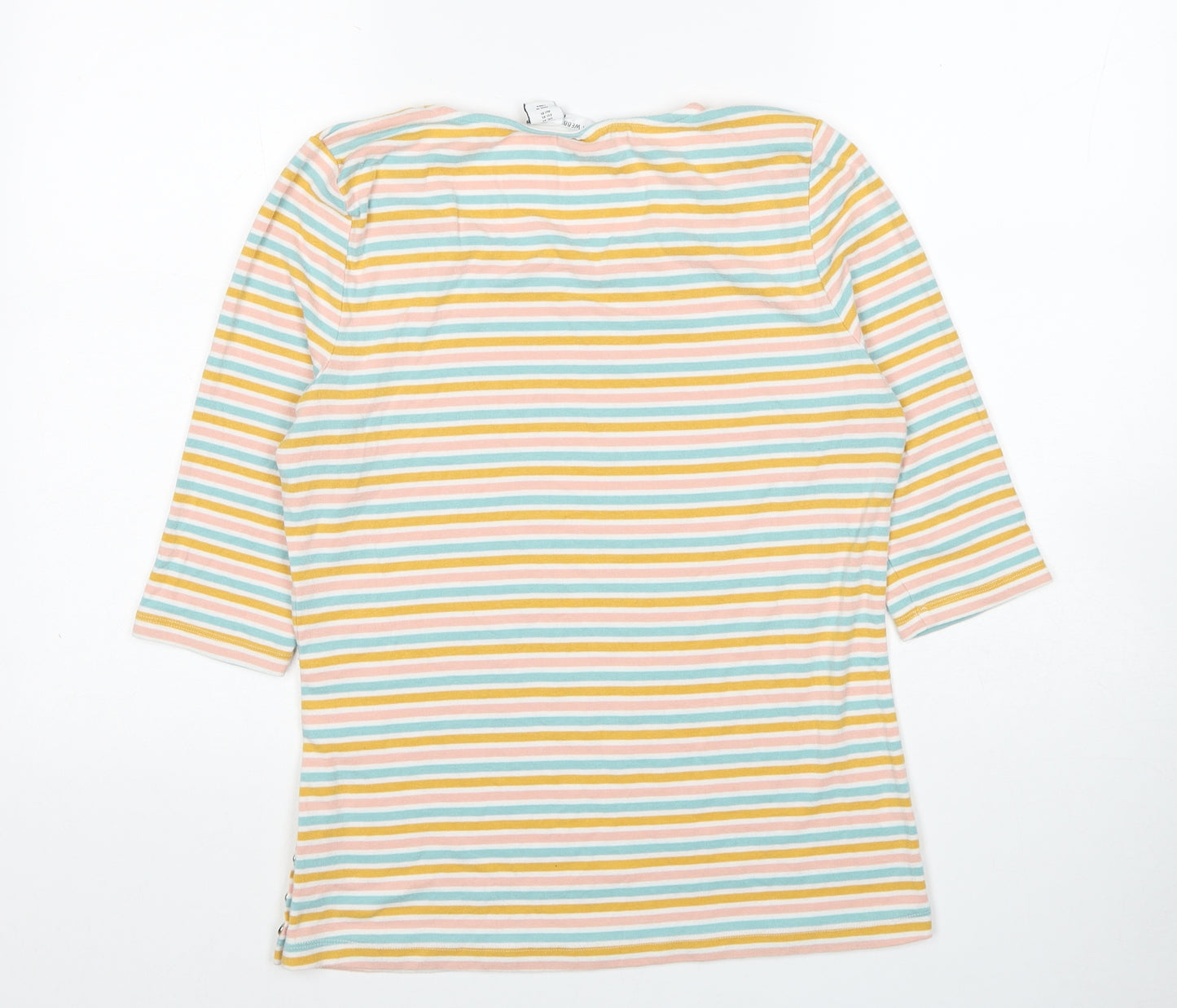 Tabitha Webb Womens Multicoloured Striped Cotton Basic T-Shirt Size XL Round Neck