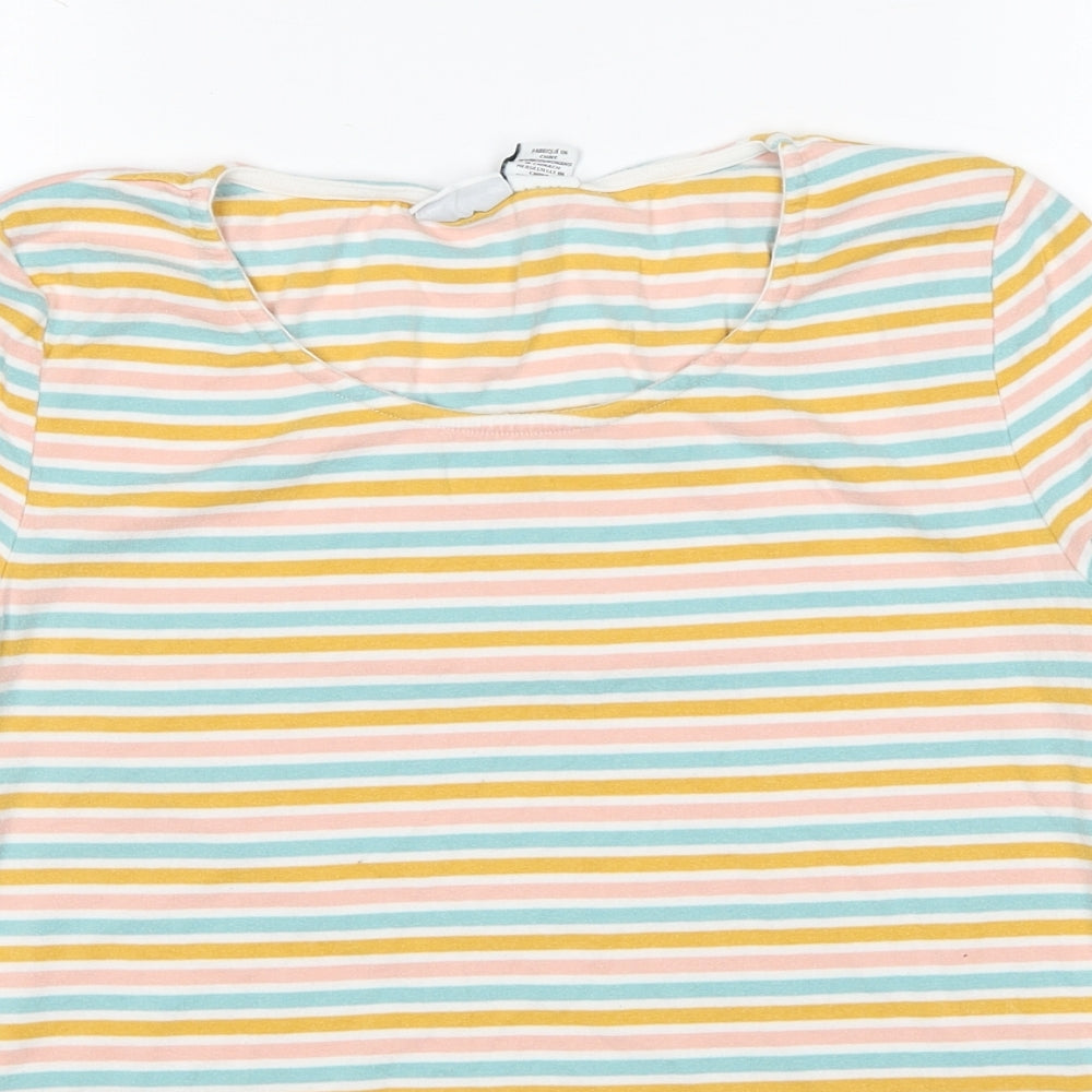Tabitha Webb Womens Multicoloured Striped Cotton Basic T-Shirt Size XL Round Neck