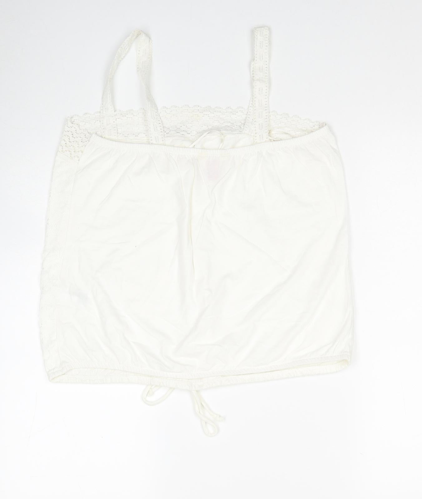Palmer Womens White Cotton Basic Tank Size 14 Square Neck