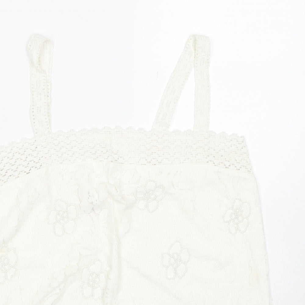 Palmer Womens White Cotton Basic Tank Size 14 Square Neck