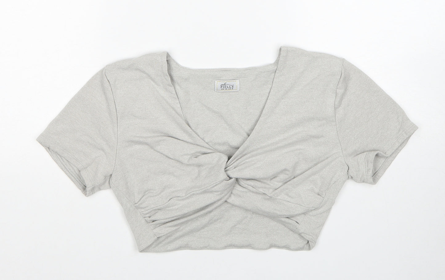 OhPolly Womens Grey Cotton Basic Tank Size 12 V-Neck - Twist Detail