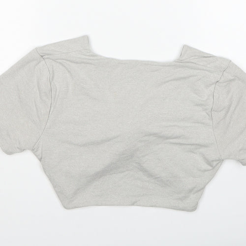 OhPolly Womens Grey Cotton Basic Tank Size 12 V-Neck - Twist Detail