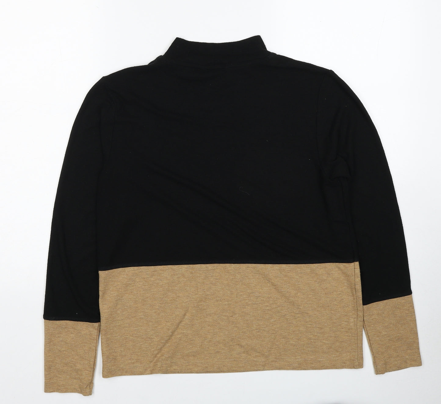 Marks and Spencer Womens Brown Mock Neck Polyester Pullover Jumper Size 10 - Colourblock