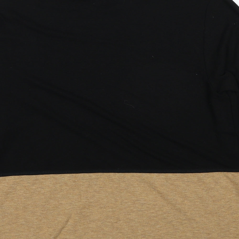 Marks and Spencer Womens Brown Mock Neck Polyester Pullover Jumper Size 10 - Colourblock