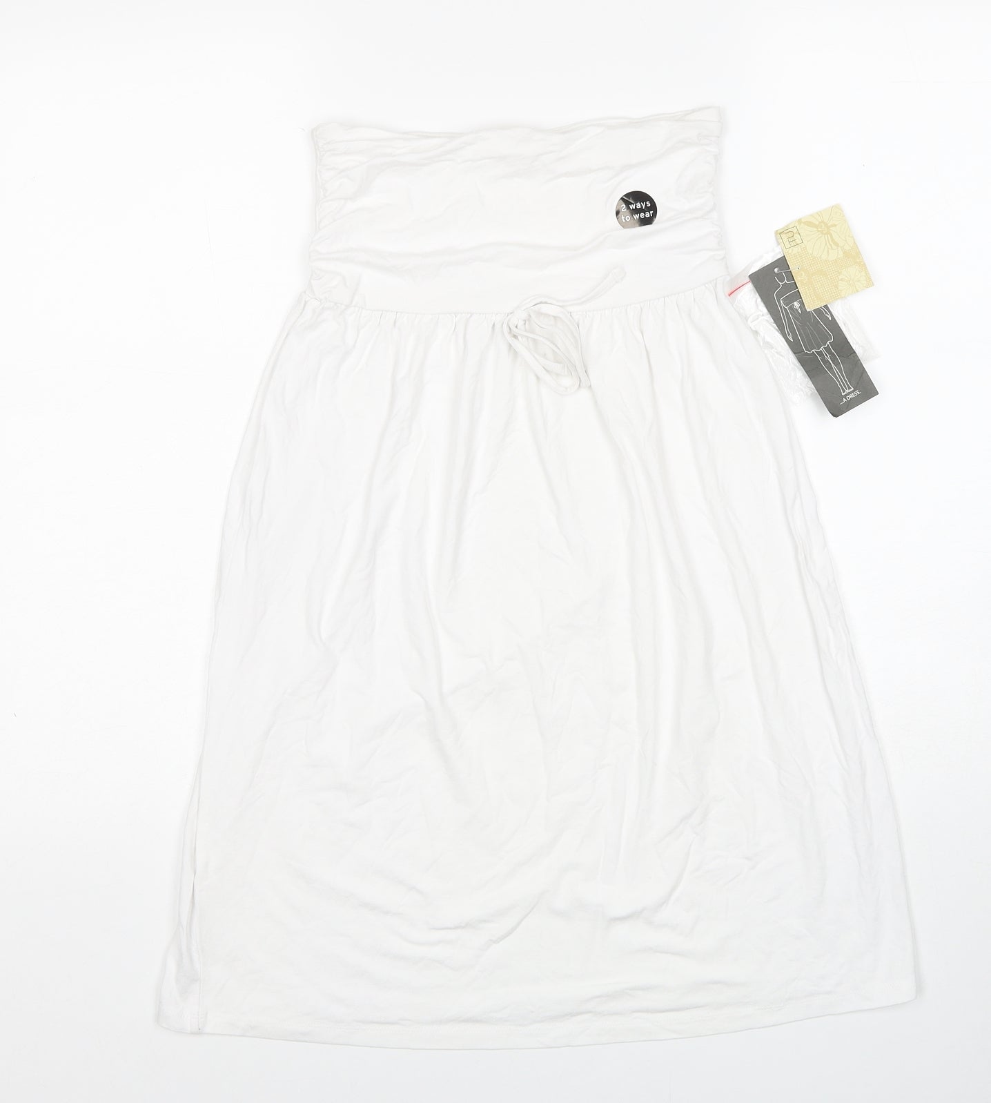 TU Womens White Polyester A-Line Size 10 Off the Shoulder Pullover - Beach Dress