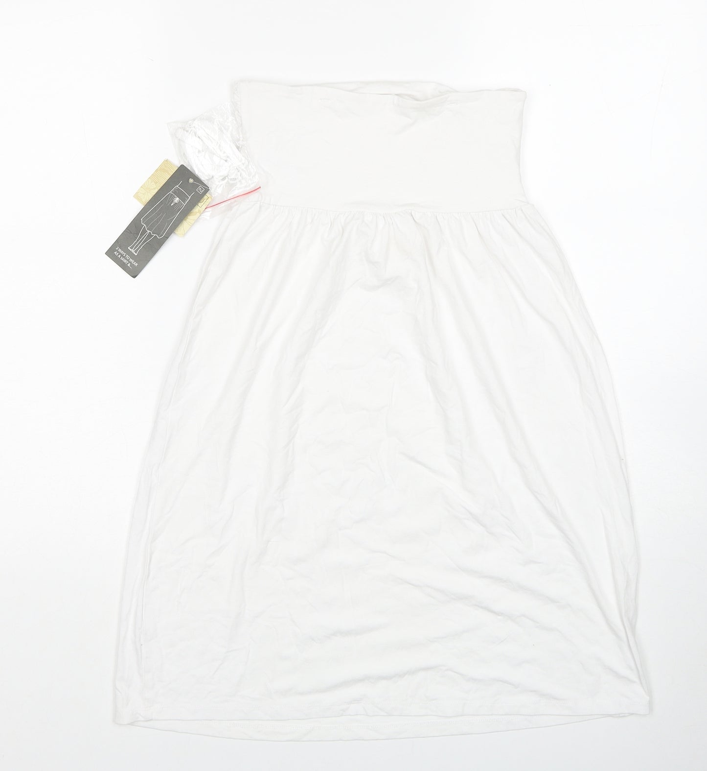 TU Womens White Polyester A-Line Size 10 Off the Shoulder Pullover - Beach Dress