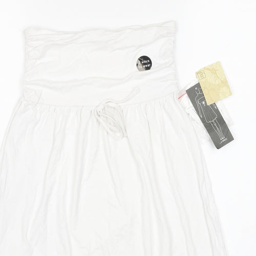 TU Womens White Polyester A-Line Size 10 Off the Shoulder Pullover - Beach Dress