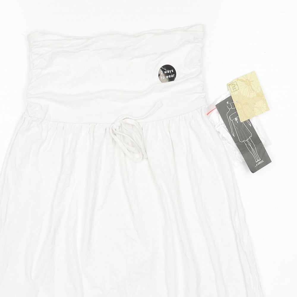 TU Womens White Polyester A-Line Size 10 Off the Shoulder Pullover - Beach Dress