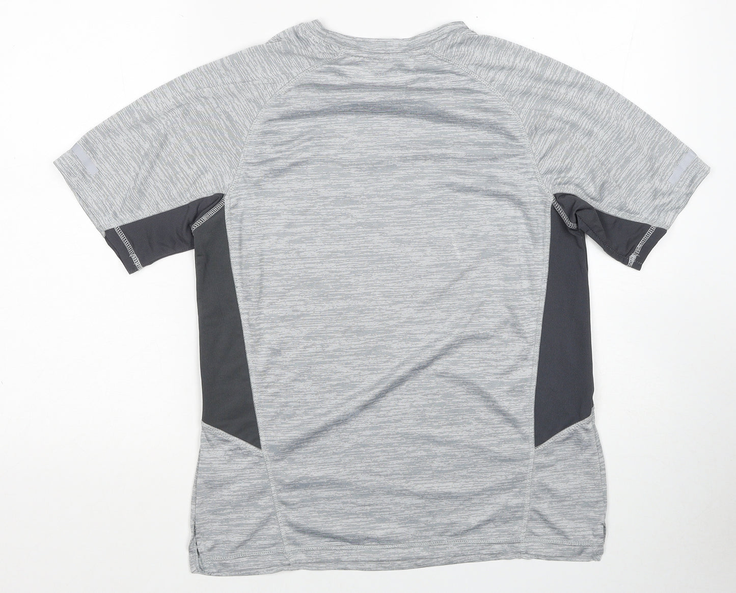 Workout Mens Grey Polyester Basic T-Shirt Size M Scoop Neck Pullover