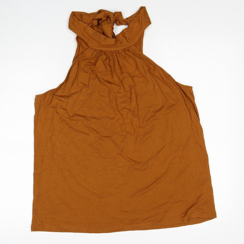 Preworn Womens Brown Polyester Basic Tank Size XL Halter