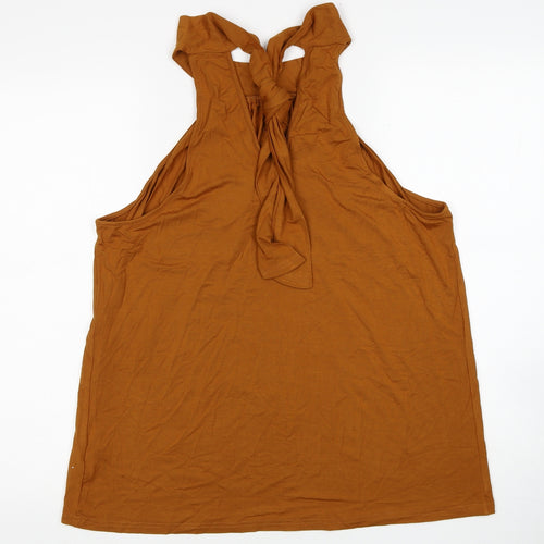 Preworn Womens Brown Polyester Basic Tank Size XL Halter