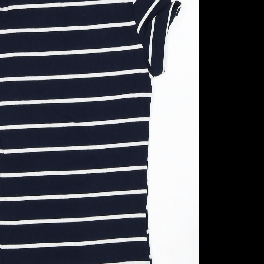 SheIn Womens Blue Striped Cotton T-Shirt Dress Size S Round Neck Pullover