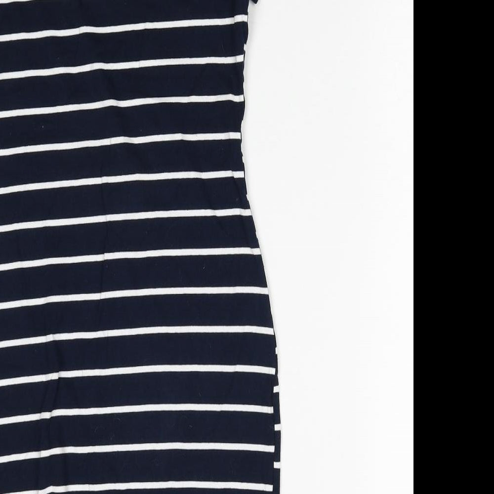 SheIn Womens Blue Striped Cotton T-Shirt Dress Size S Round Neck Pullover