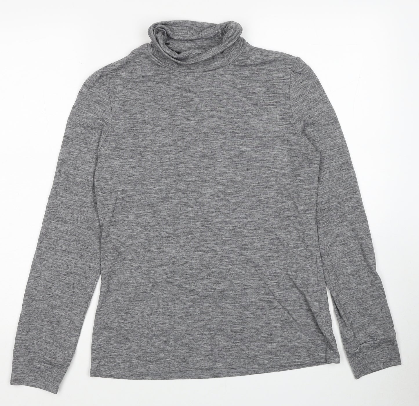 NEXT Womens Grey Polyester Basic T-Shirt Size 10 Roll Neck