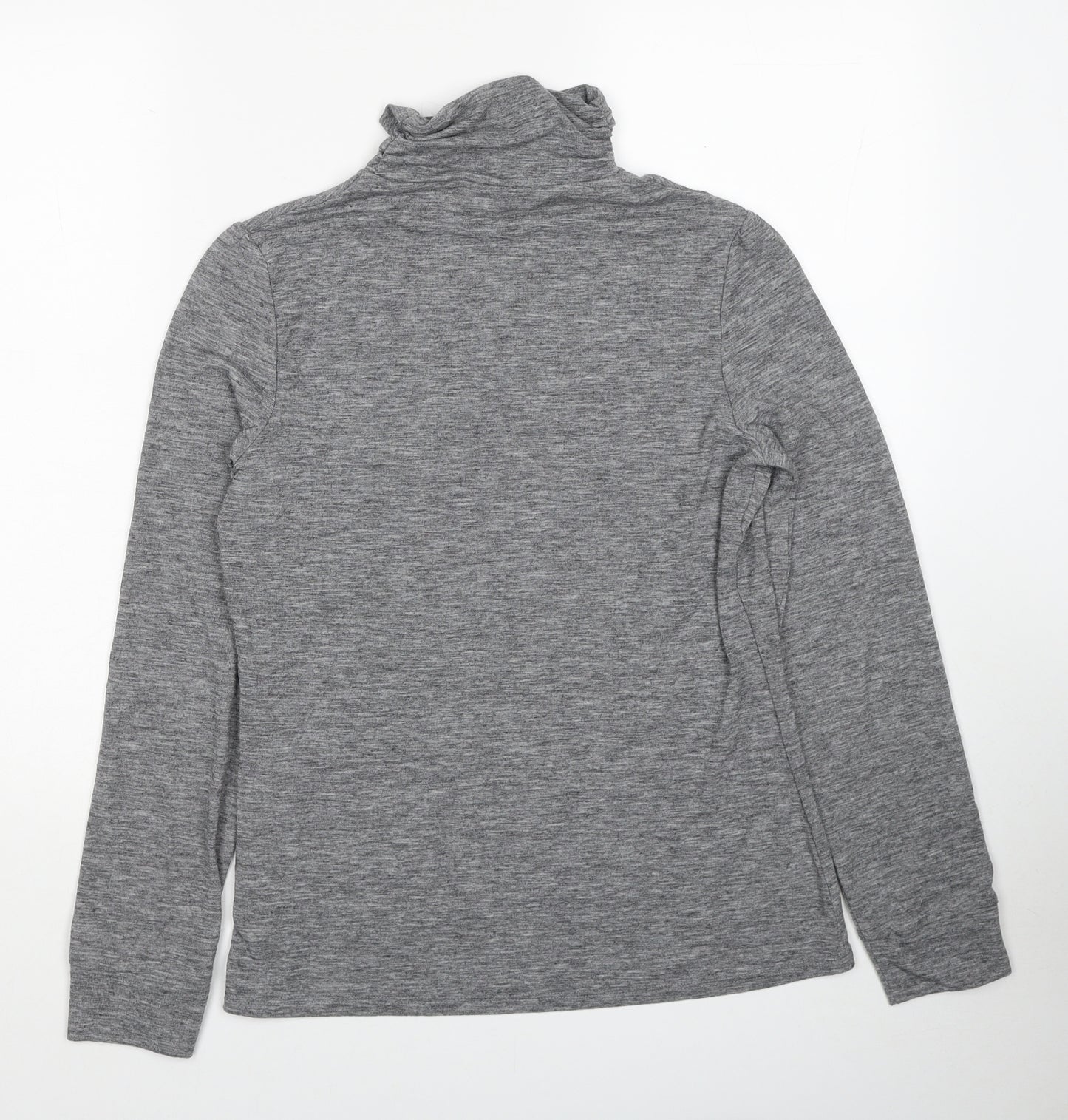 NEXT Womens Grey Polyester Basic T-Shirt Size 10 Roll Neck
