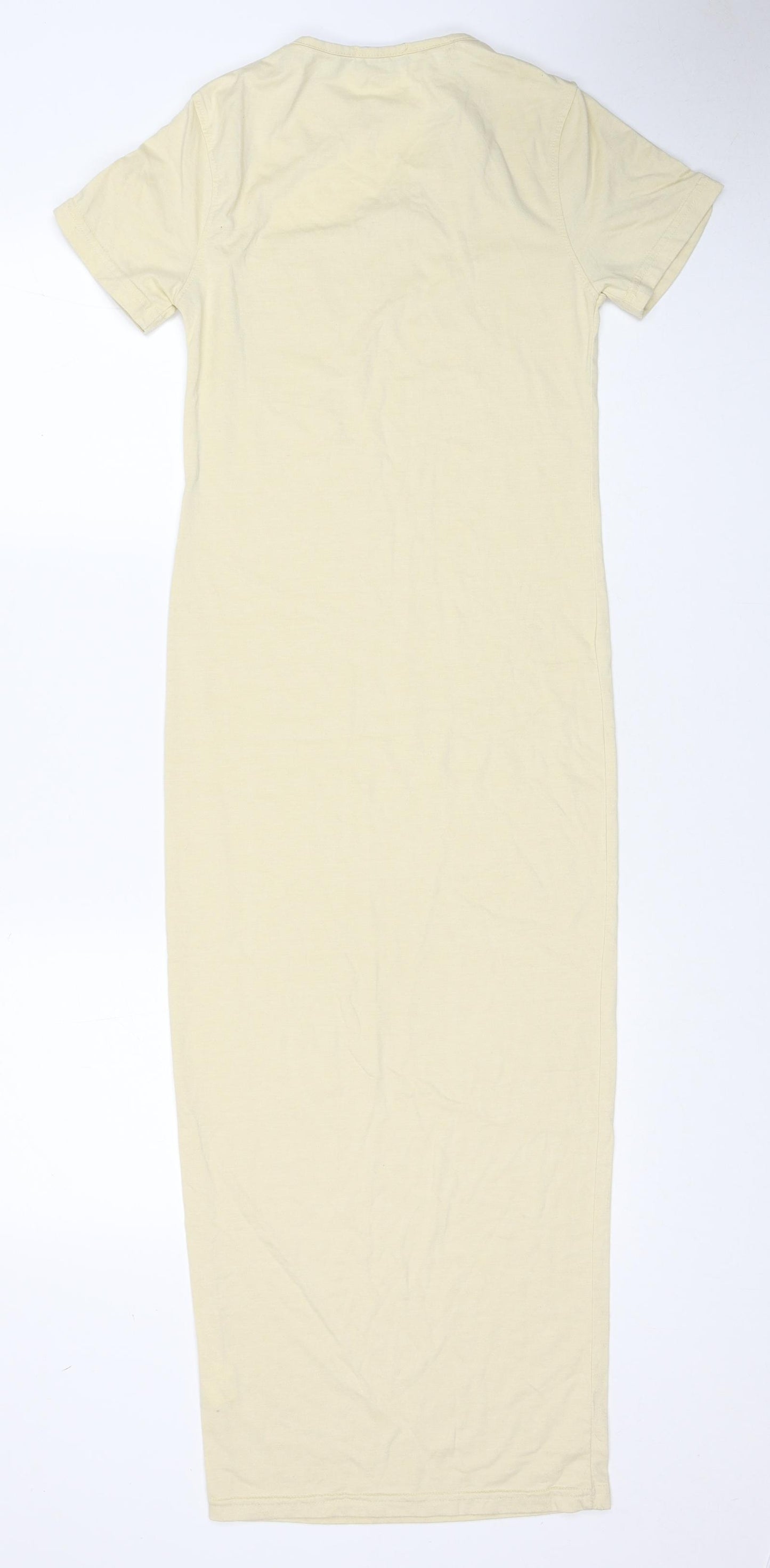 PRETTYLITTLETHING Womens Beige Polyester T-Shirt Dress Size 12 Crew Neck Pullover