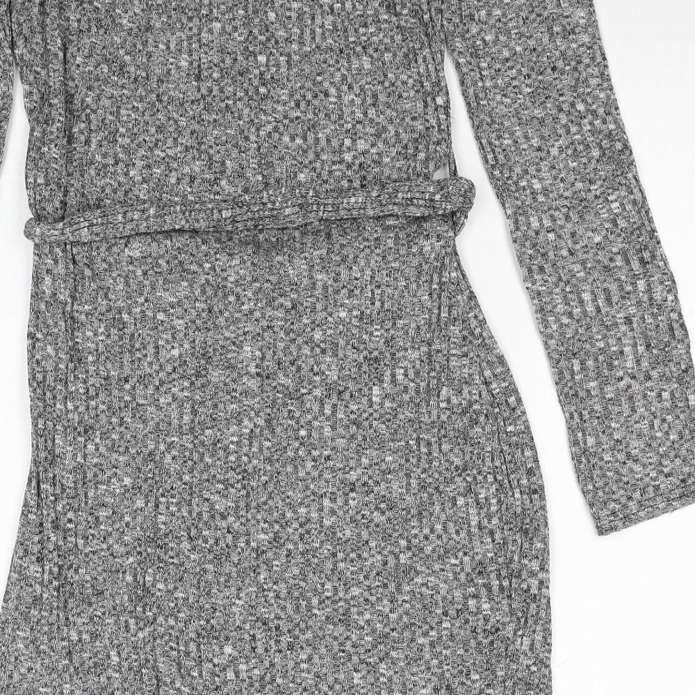 I SAW IT FIRST Womens Grey Polyester Jumper Dress Size 12 Off the Shoulder Pullover