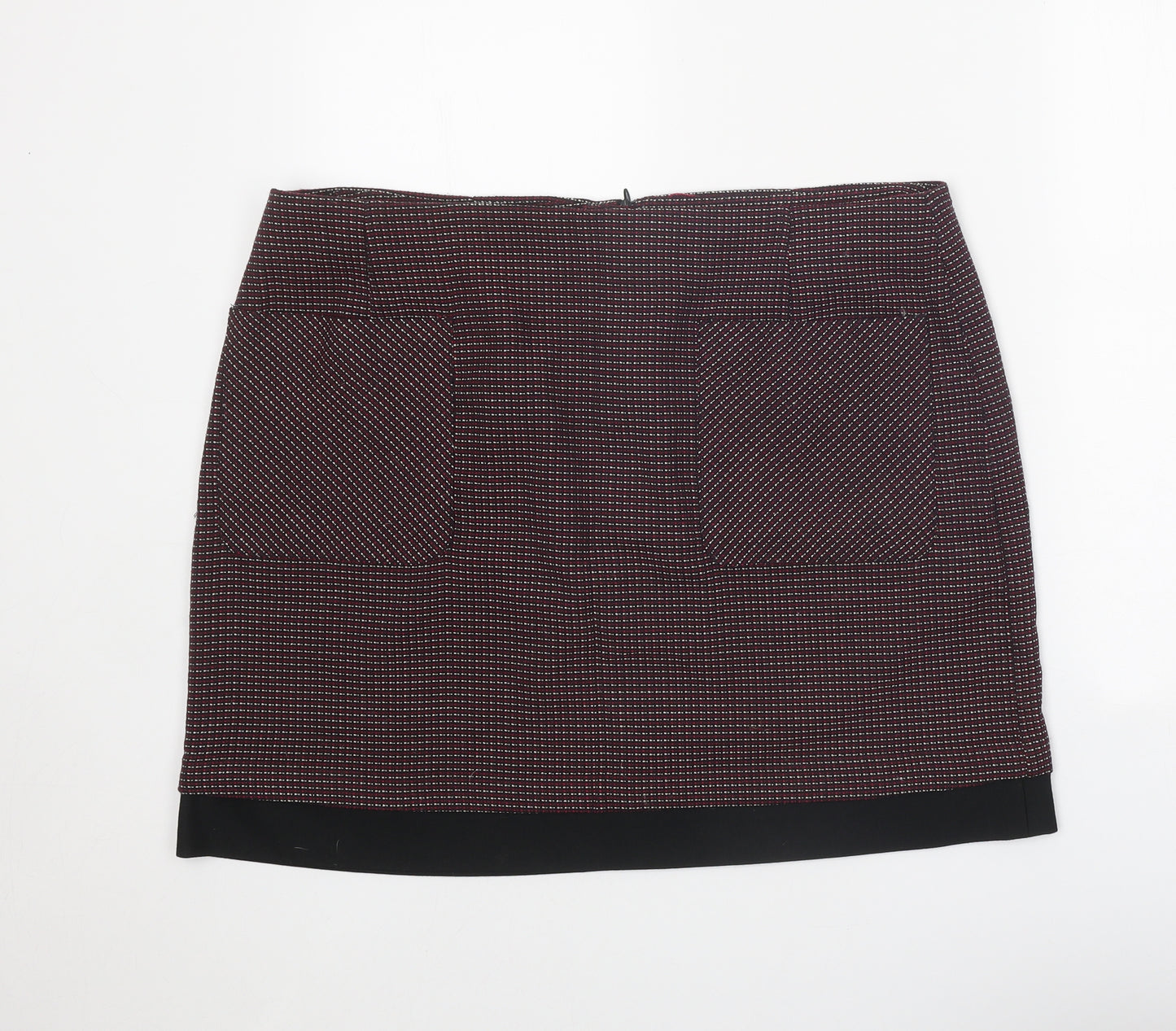 TU Womens Black Geometric Polyester Mini Skirt Size 20 Zip