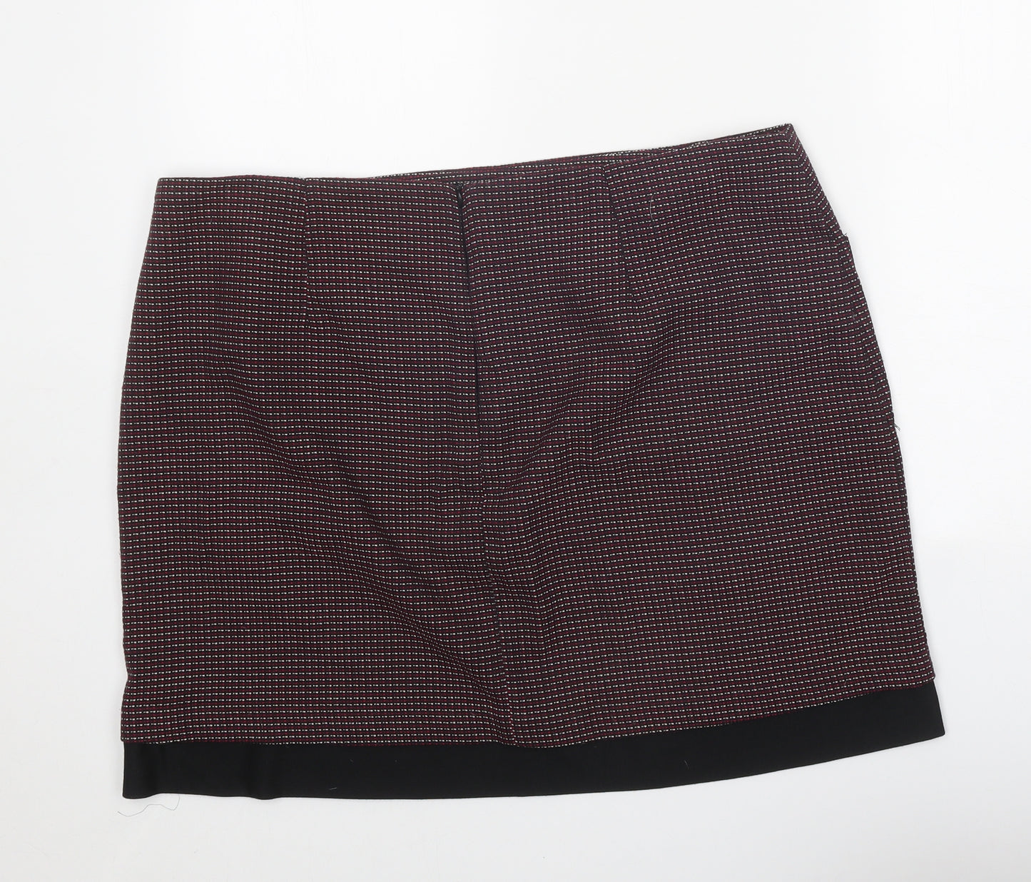 TU Womens Black Geometric Polyester Mini Skirt Size 20 Zip