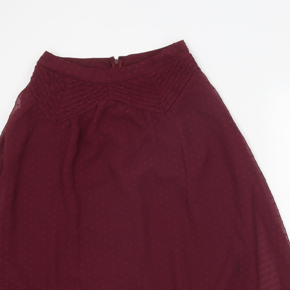 ASOS Womens Red Polyester A-Line Skirt Size 6 Zip