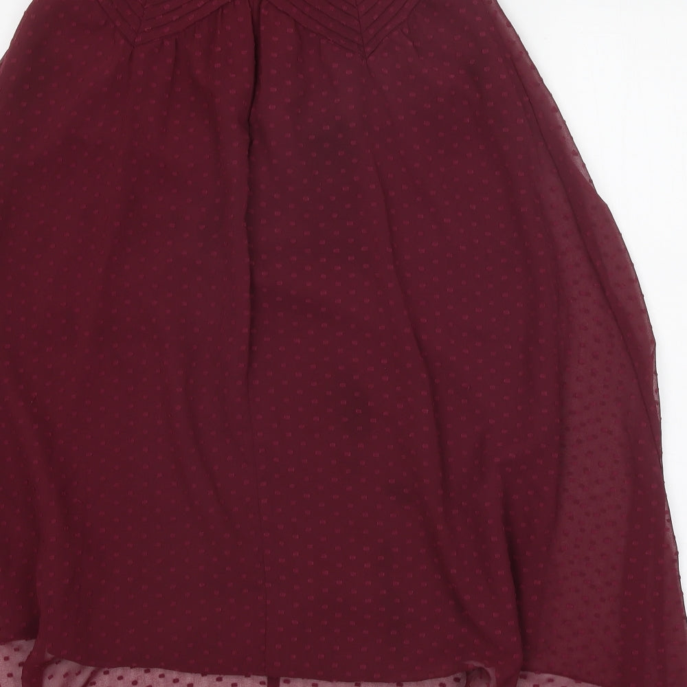 ASOS Womens Red Polyester A-Line Skirt Size 6 Zip