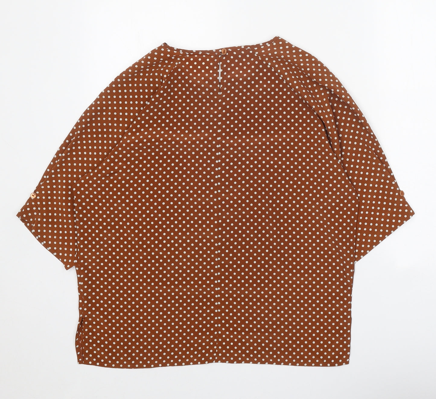 Sensations Womens Orange Polka Dot Polyester Basic Blouse Size 14 Scoop Neck