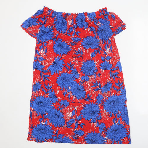 George Womens Red Floral Viscose Shift Size S Off the Shoulder Pullover