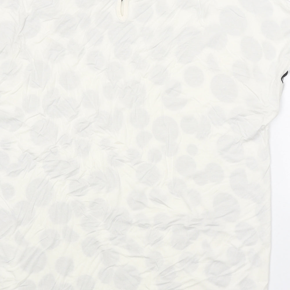 Marks and Spencer Womens White Geometric Viscose Basic Blouse Size 10 Scoop Neck