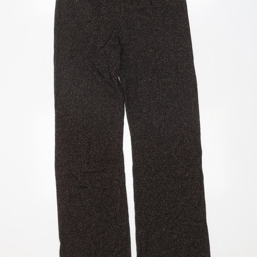 Preworn Womens Black Geometric Polyester Trousers Size 26 in Regular