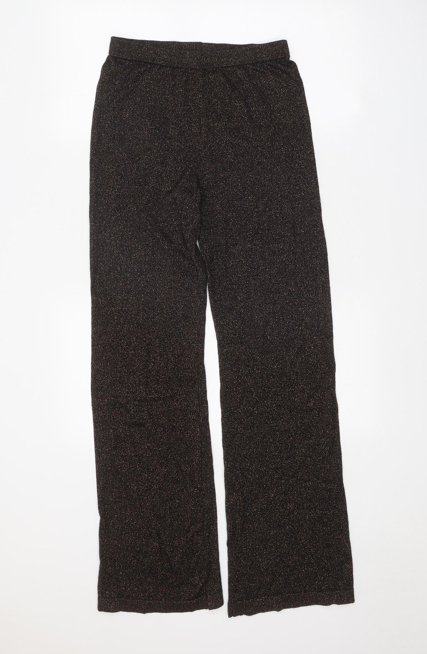 Preworn Womens Black Geometric Polyester Trousers Size 26 in Regular