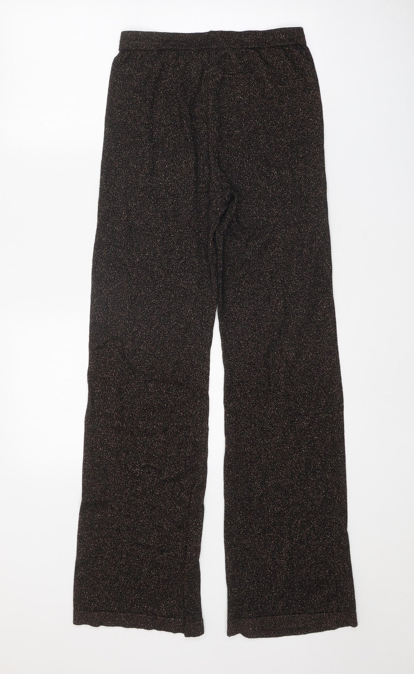 Preworn Womens Black Geometric Polyester Trousers Size 26 in Regular