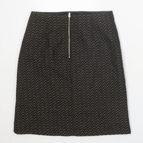 Marks and Spencer Womens Black Geometric Polyester Skort Skirt Size 6 Zip