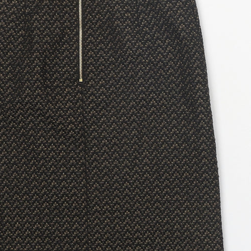 Marks and Spencer Womens Black Geometric Polyester Skort Skirt Size 6 Zip