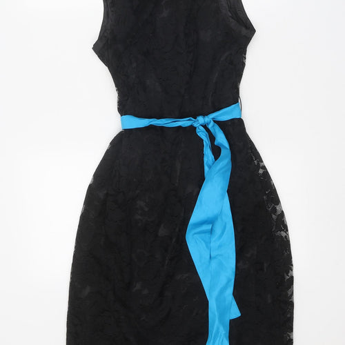 Preworn Womens Black Polyester Fit & Flare One Size Boat Neck Zip