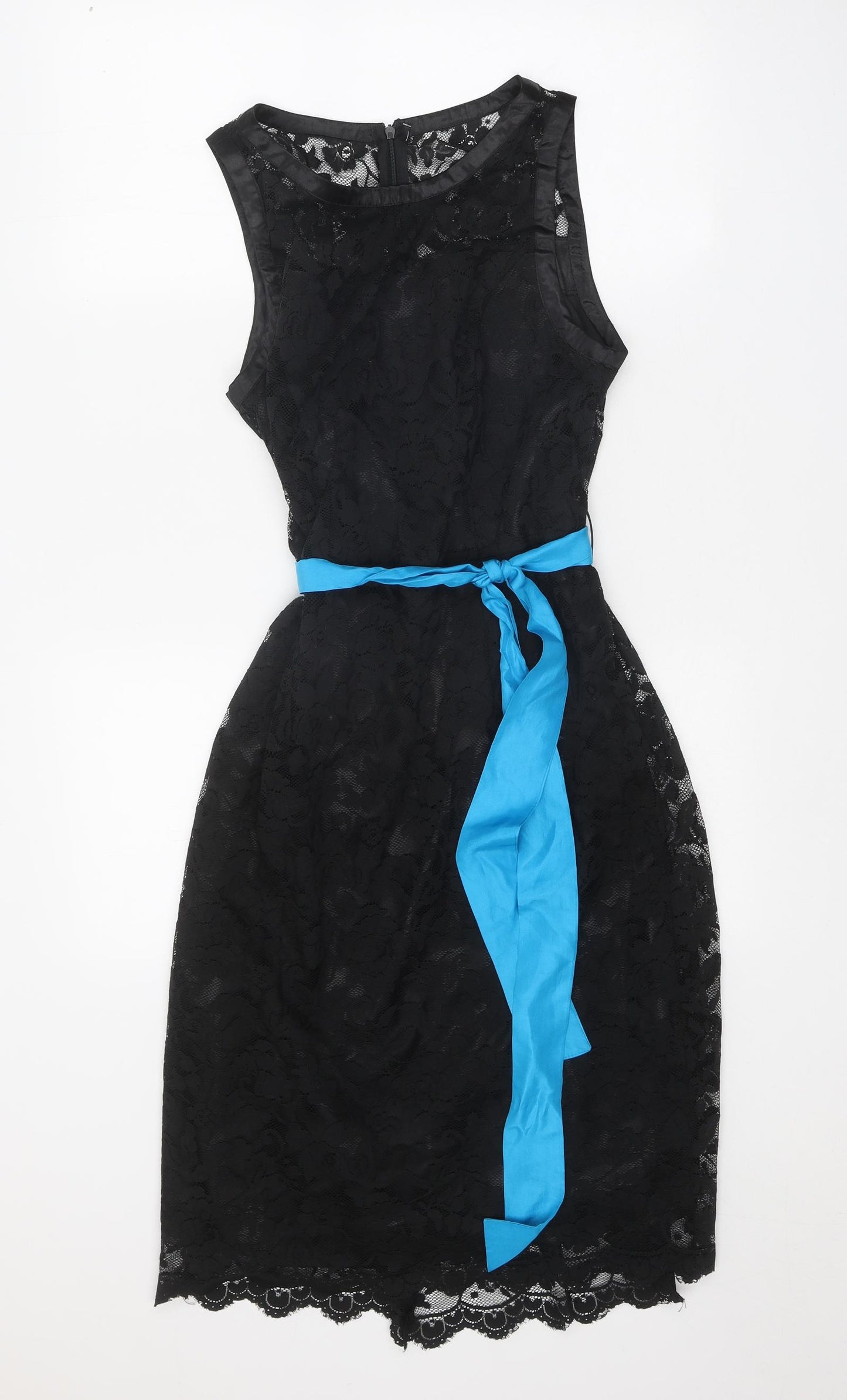 Preworn Womens Black Polyester Fit & Flare One Size Boat Neck Zip